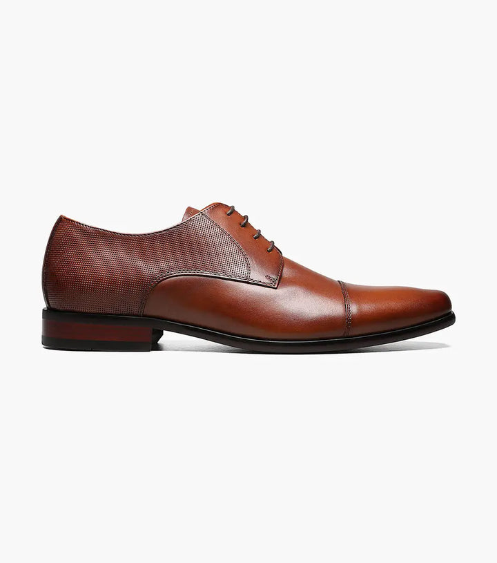 Florsheim Mens 3E Wide Width Cap Toe Dress Shoes-Cognac