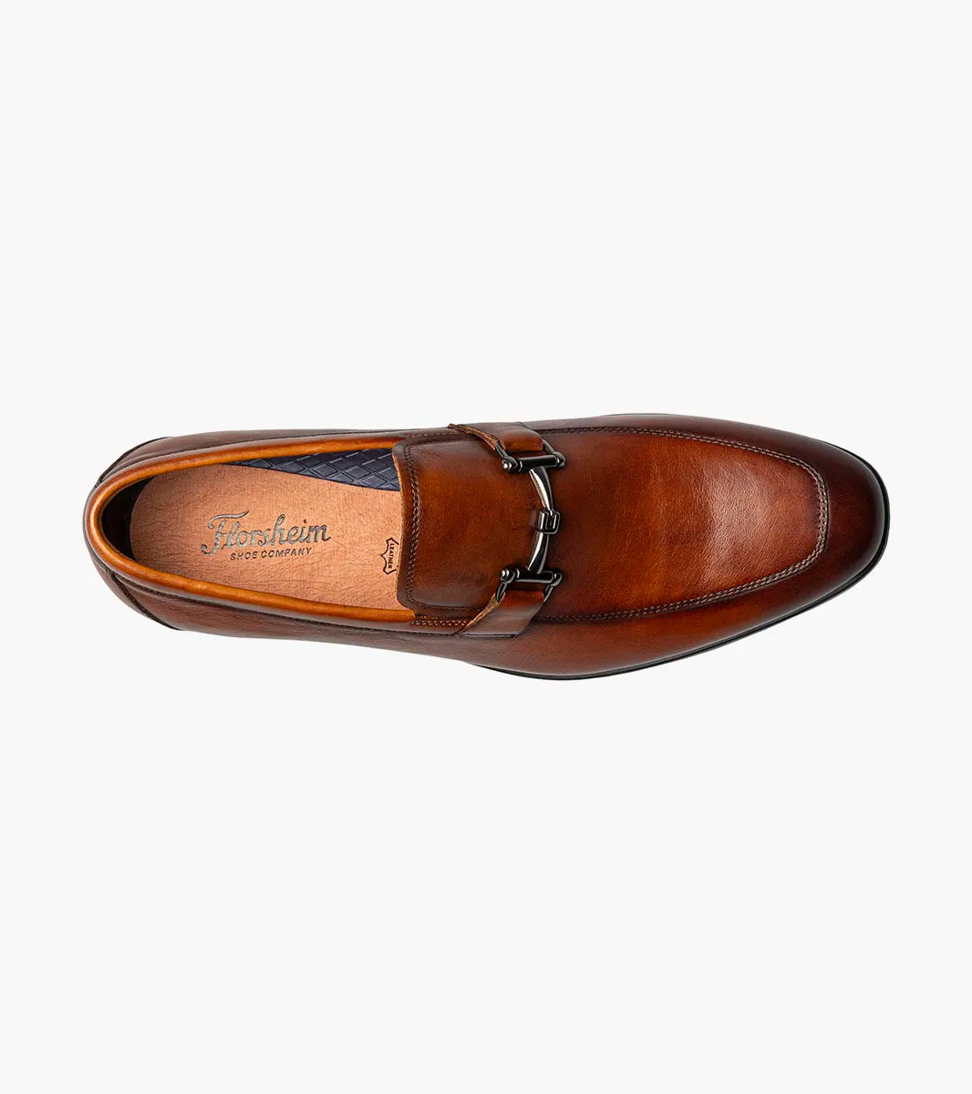 Florsheim Mens Wide Width ZAFFIRO Moc Toe Bit Loafer-Cognac