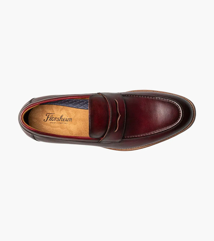 Florsheim Mens Rucci Penny Loafer Shoe-Burgundy