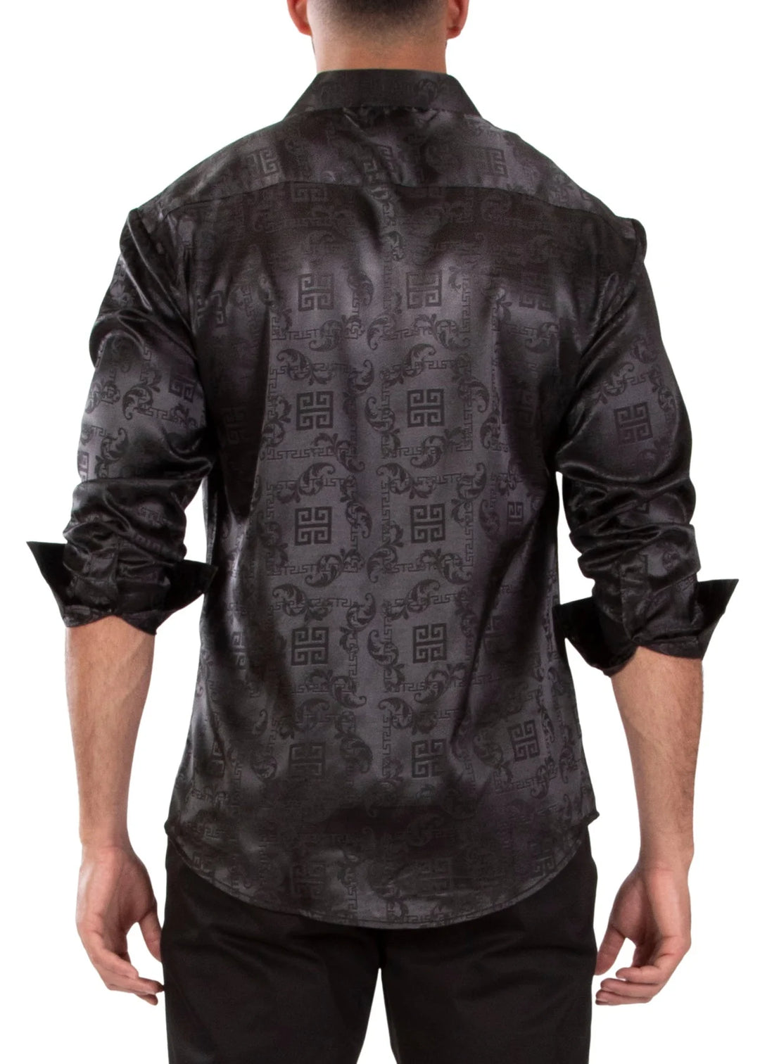 BeSpoke Mens Fancy Silk Feel Long Sleeve-Black