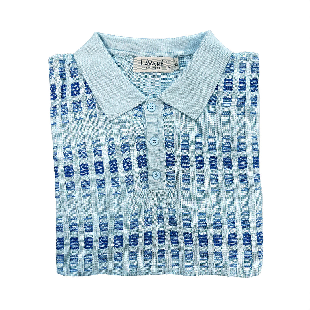 Lavane Short Sleeve Fancy Polo Shirt -Sky