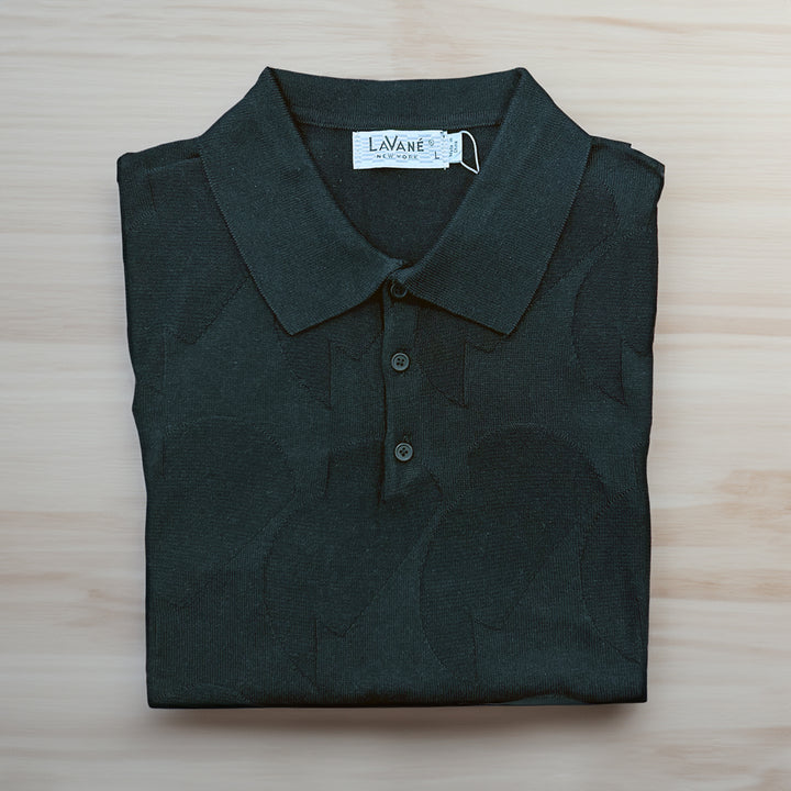 Lavane Short Sleeve Fancy Polo Shirt - Black