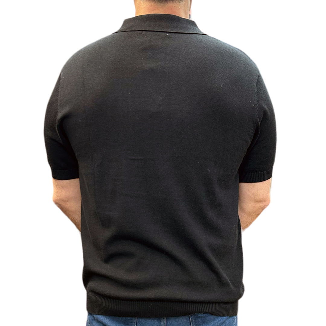 Lavane Short Sleeve Fancy Polo Shirt - Black