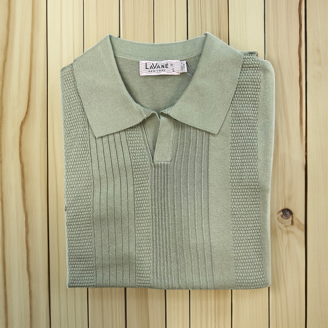 Lavane Fancy Johnny Collar Polo Short Sleeve - Sage