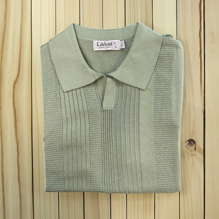 Lavane Fancy Johnny Collar Polo Short Sleeve - Sage