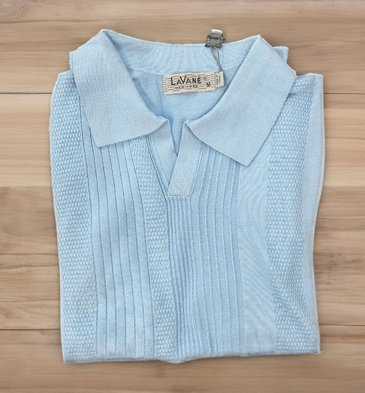 Lavane Fancy Johnny Collar Polo Short Sleeve - Sky