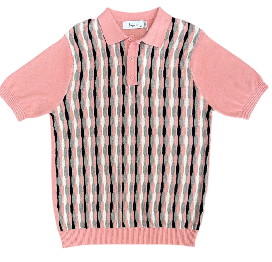 Lavane Short Sleeve Fancy Polo Shirt - Pink Multi