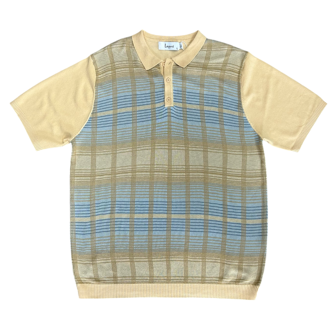 Lavane Short Sleeve Fancy Polo Shirt - Tan Multi