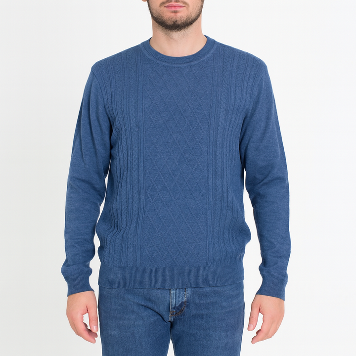 New York Man Fancy Printed CrewMock Long Sleeve