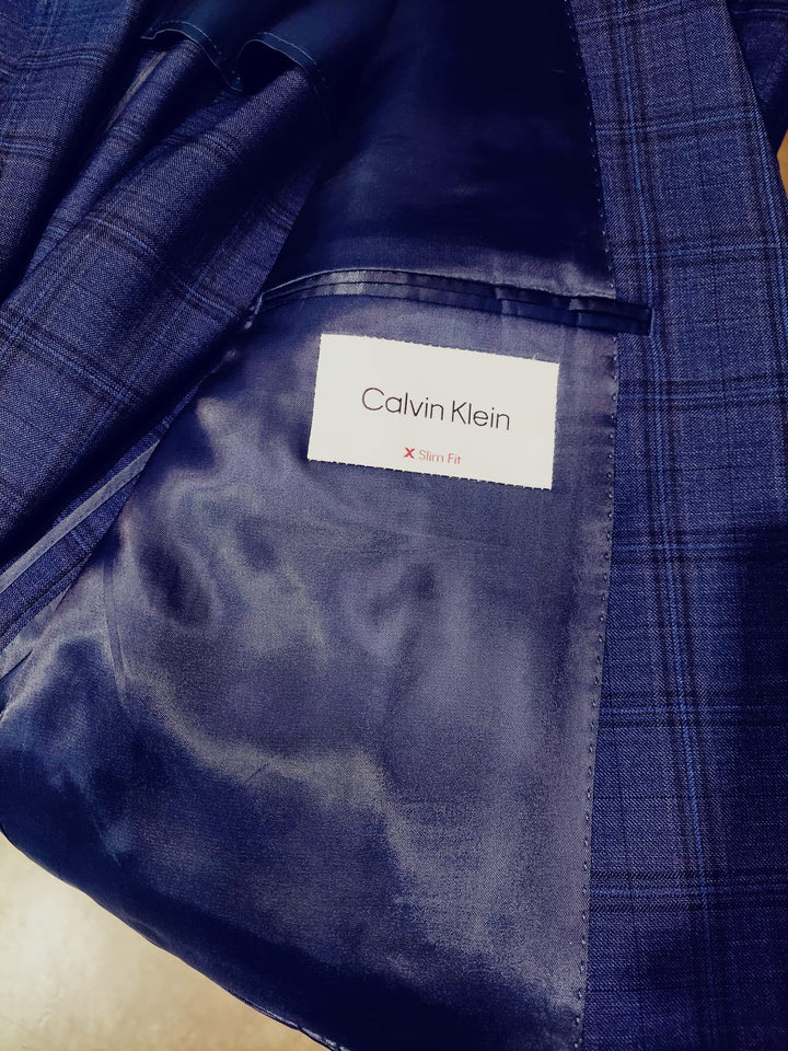 Calvin Klein 2-Button Windowpane Sport Jacket - Blue