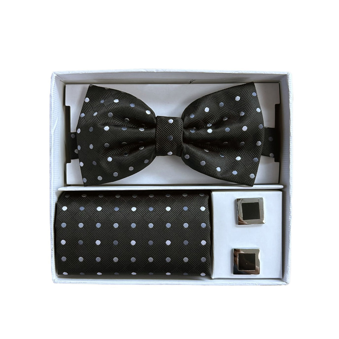 Adolfo Polka Dot Style Bow Tie, Hanky & Cufflink Box Set  - Blue