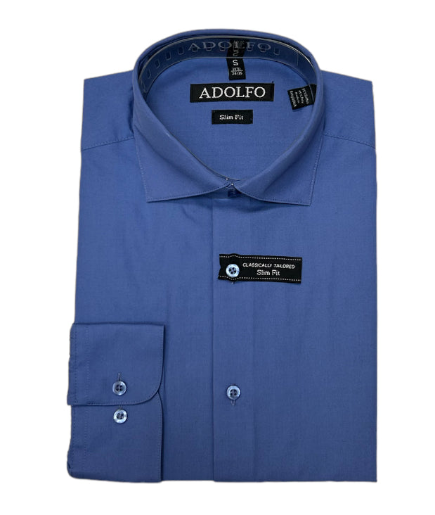 Adolfo Mens Slim Fit Dress Shirt - AF104-FRENCH BLUE