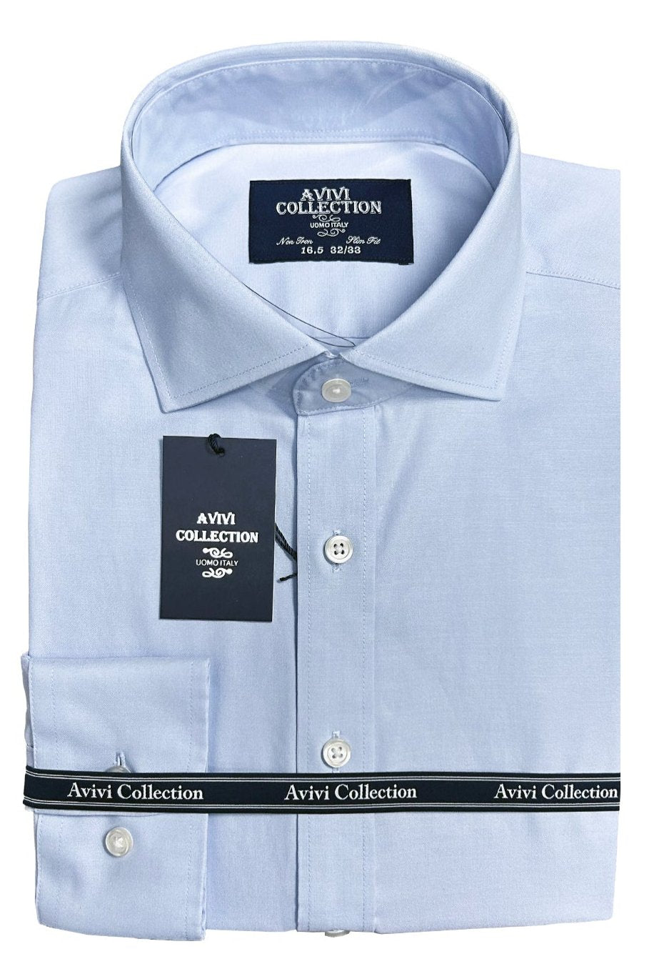 Avivi Collection Cotton Slim Fit Dress Shirt Light Blue – New