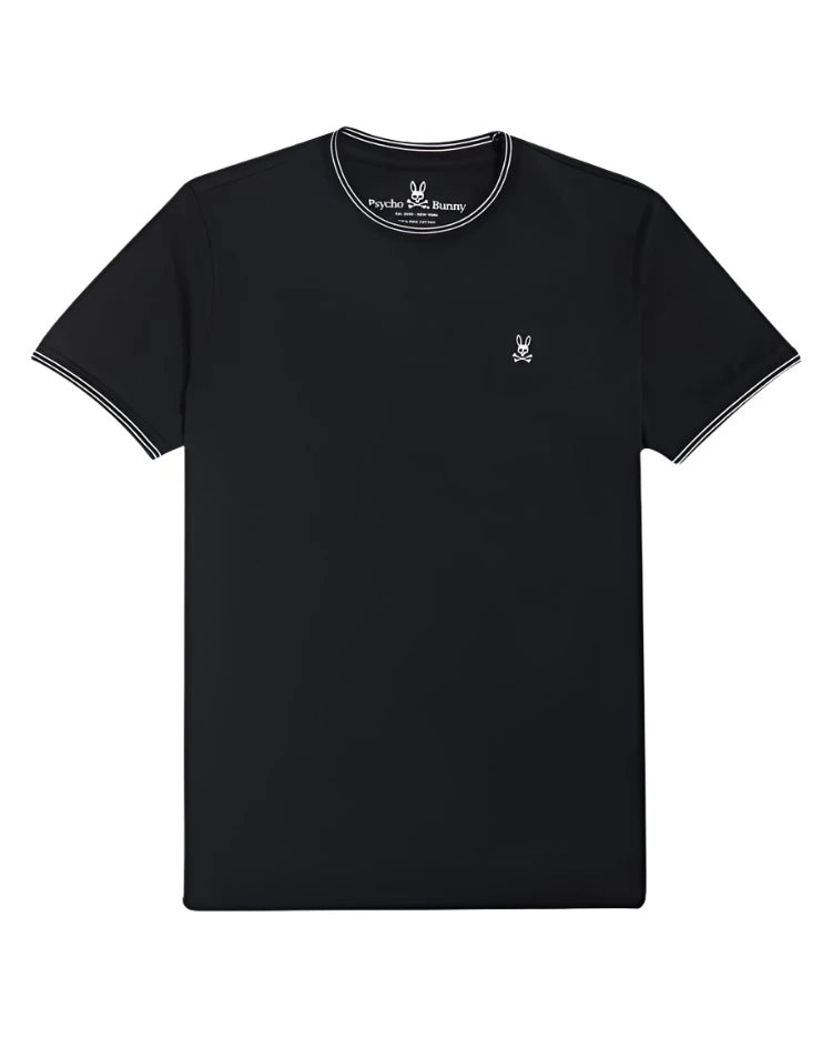 Psycho Bunny Men's Pima Cotton Tipped Logo Tee - Black