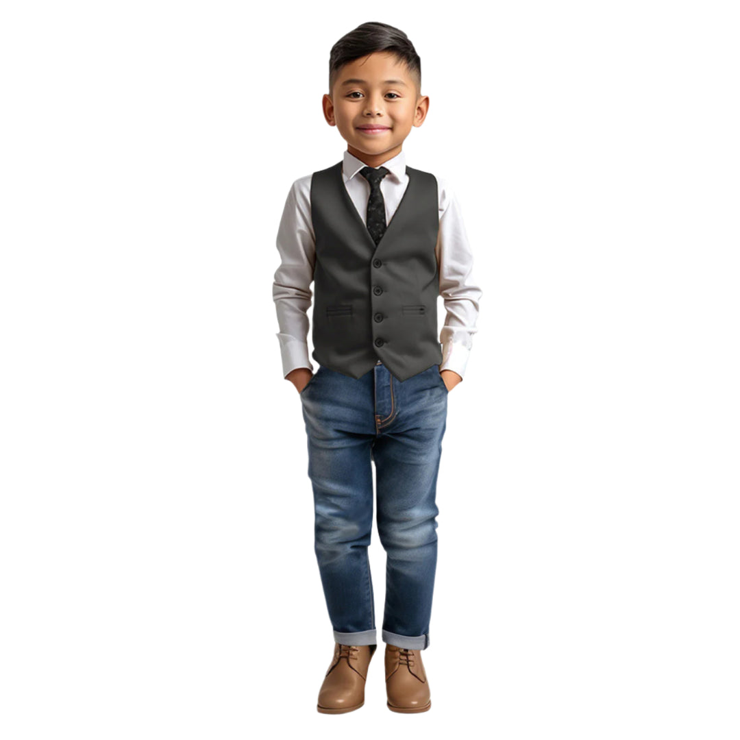 boy charcoal vest