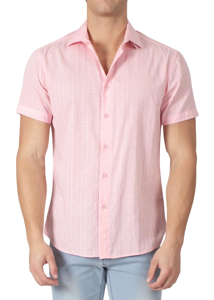 Bespoke Collection Button Up Short Sleeve Shirt - Pink