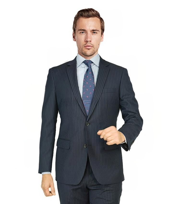New York Man Italian Designer Black Stripe 2 Piece Suit (available in Modern fit)