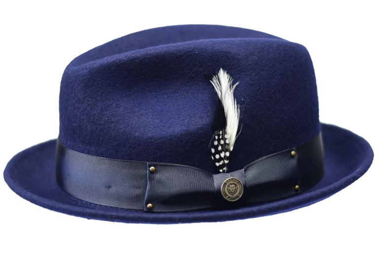 Bruno Capello BLUES BROTHERS WOOL FELT FEDORA HAT-Navy