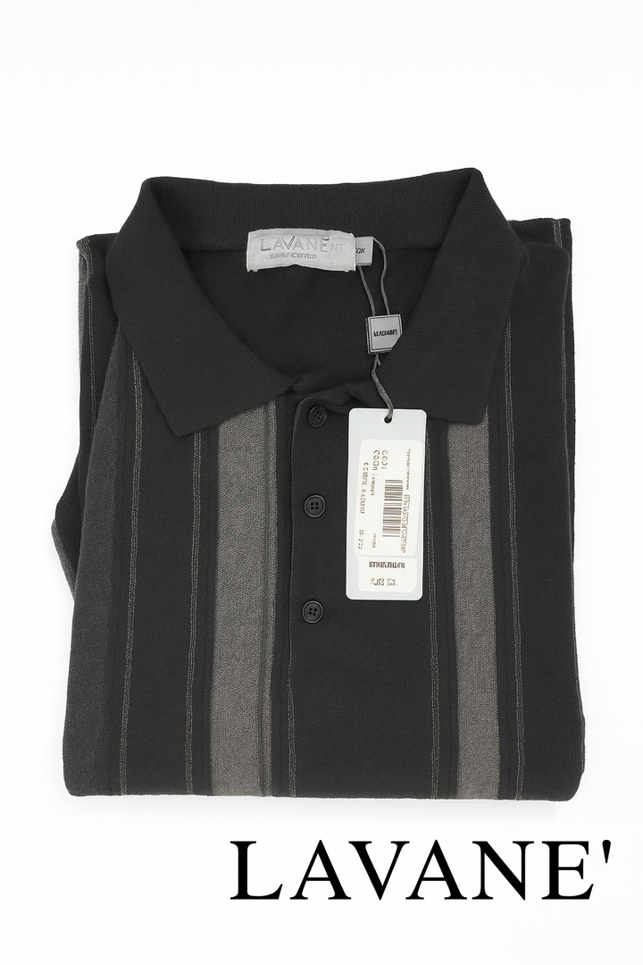 Lavane Big and Tall Fancy Polo Black and Grey Color Mock Shirt Sleeve