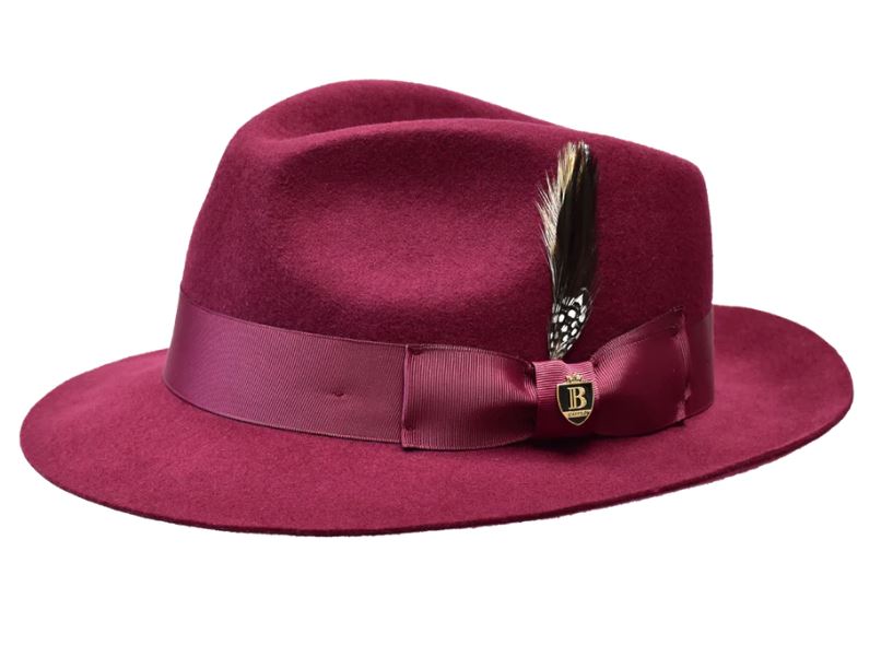 Bruno Capello Fabio Collection Fedora Hat-Burgundy