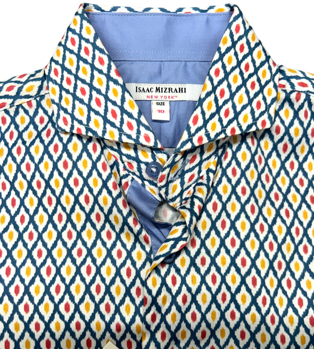 Isaac Mizrahi Boys Diamond Circle Long Sleeve Shirt - Multi Color