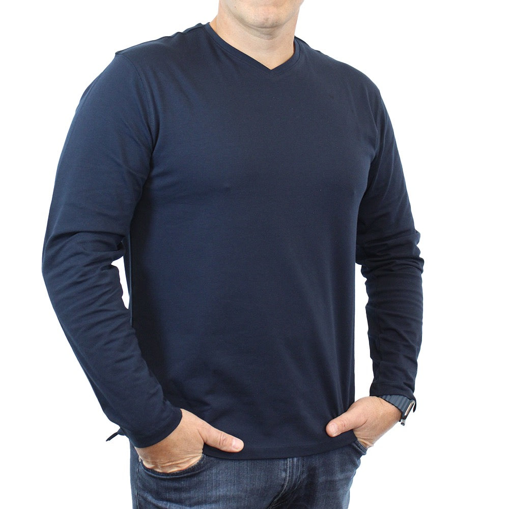 New York Man Brand Fancy V-Neck T-Shirt Long Sleeve