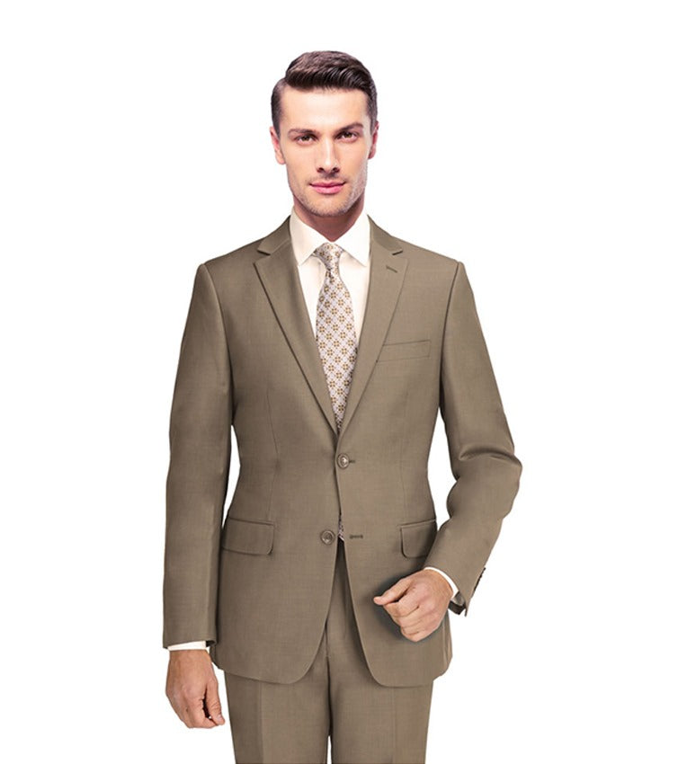 New York Man Italian Designer Oatmeal Taupe 2 Piece Suit (available in Modern fit)