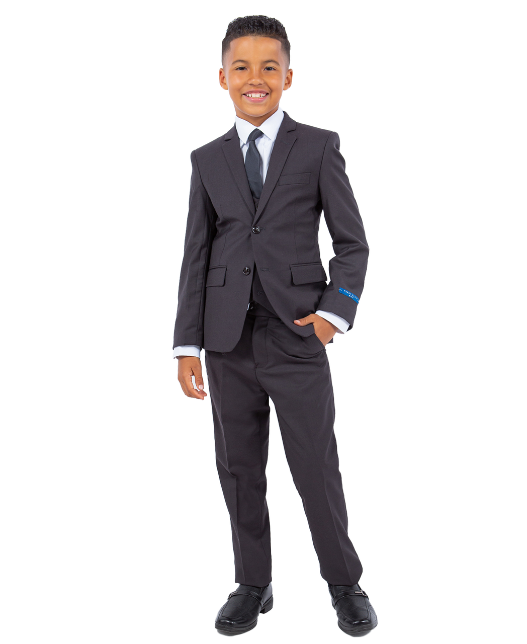 New York Man Boys 5 Piece Suit-Dk Grey by Perry Ellis