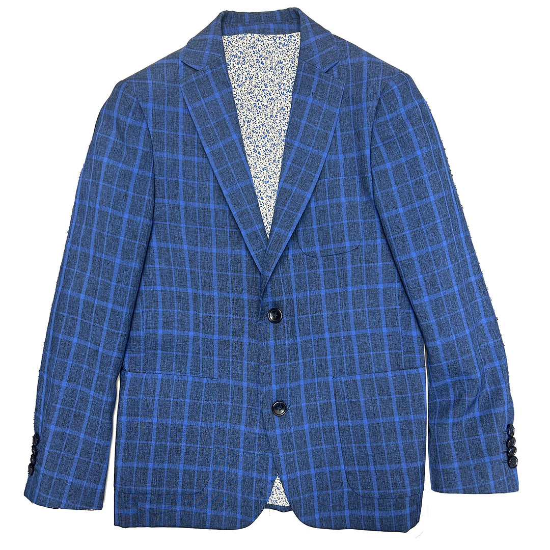 American Exchange Boys WindowPane Blazer-Navy