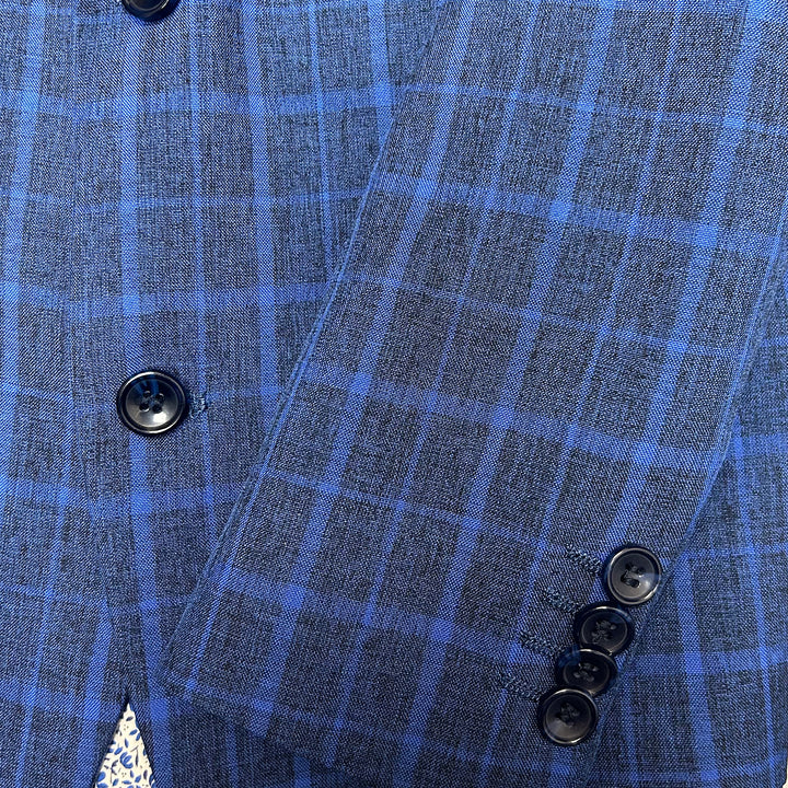 American Exchange Boys WindowPane Blazer-Navy