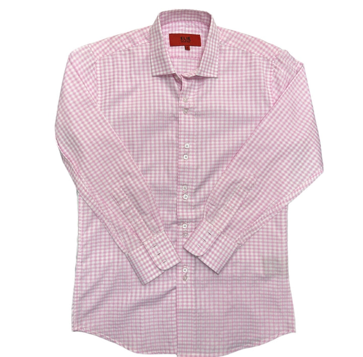 ELIE SLIM FIT SMALL CHECK BOY`S D.SHT -PINK