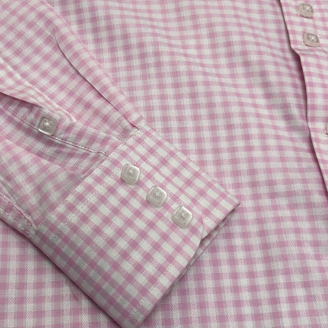 ELIE SLIM FIT SMALL CHECK BOY`S D.SHT -PINK