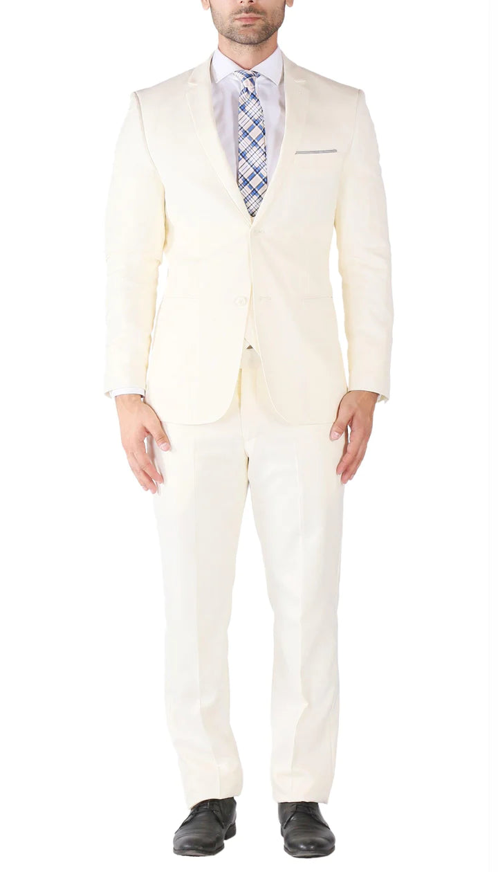 Hart 3 Piece Slim Fit-Ivory