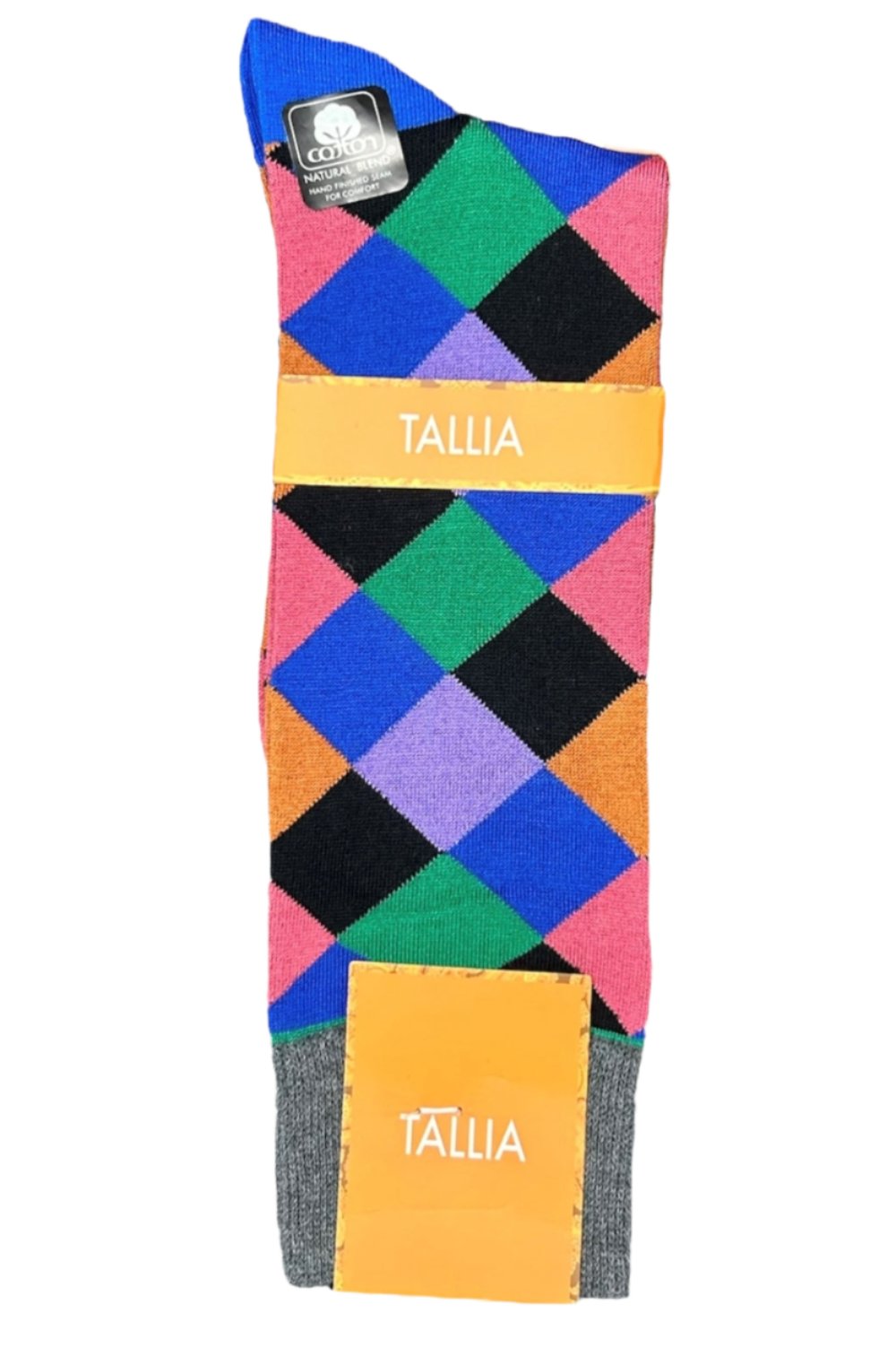 Tallia Mens Diamond Design Socks - Black Multi