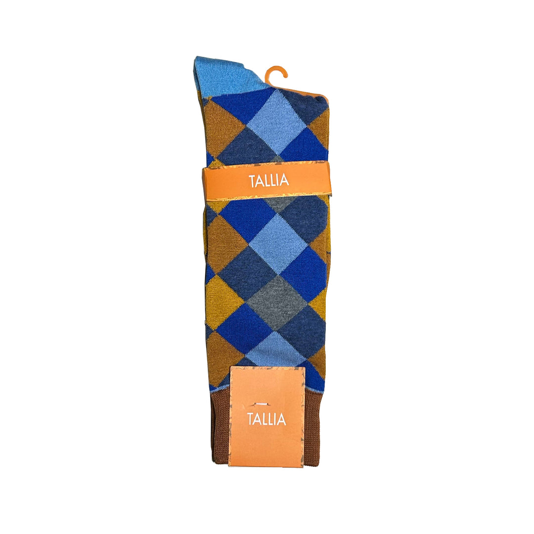 Tallia Mens Diamond Design Socks - Blue/Yellow