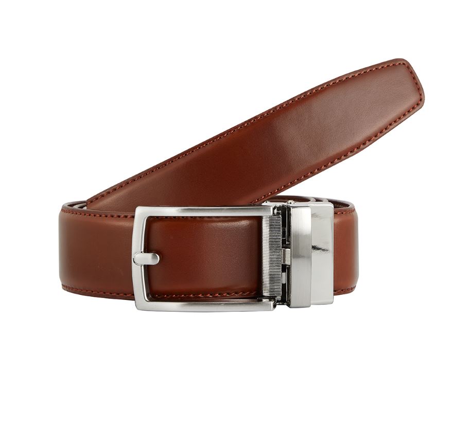 Valentini Full Grain Leather Adjustable Track Belt - Amber