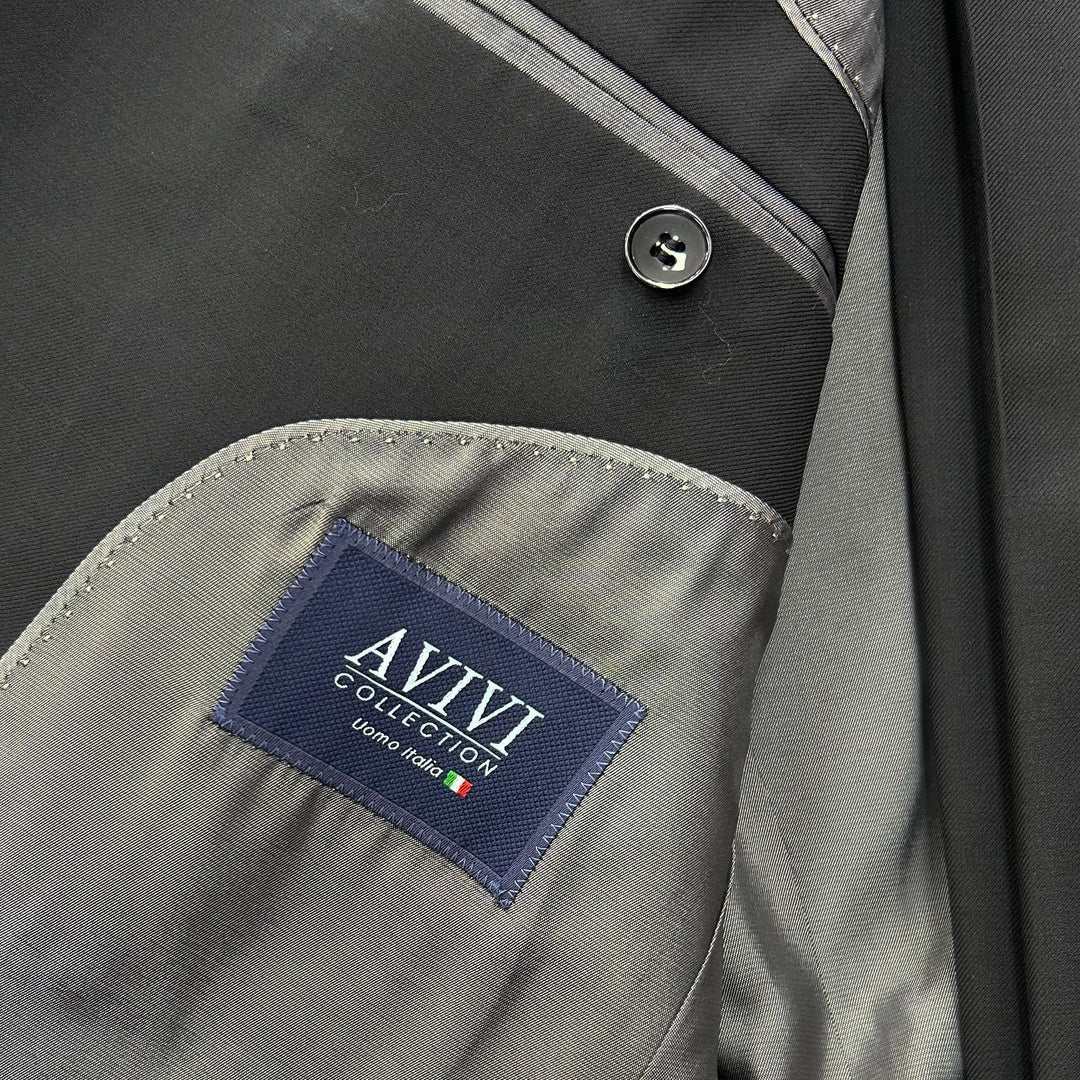 Avivi Collection 2 Button Classic Fit Suit - Black | 100% Wool