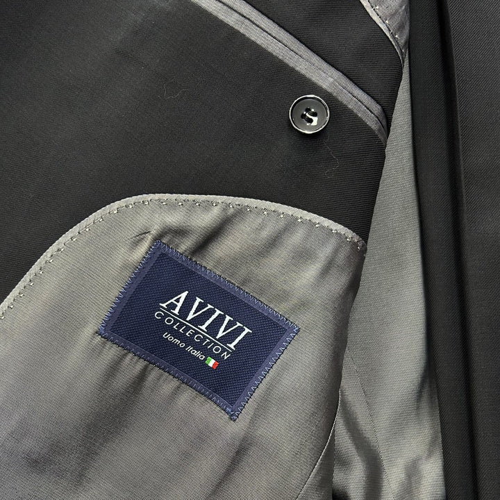 Avivi Collection 2 Button Slim Fit Suit - Black | 100% Wool