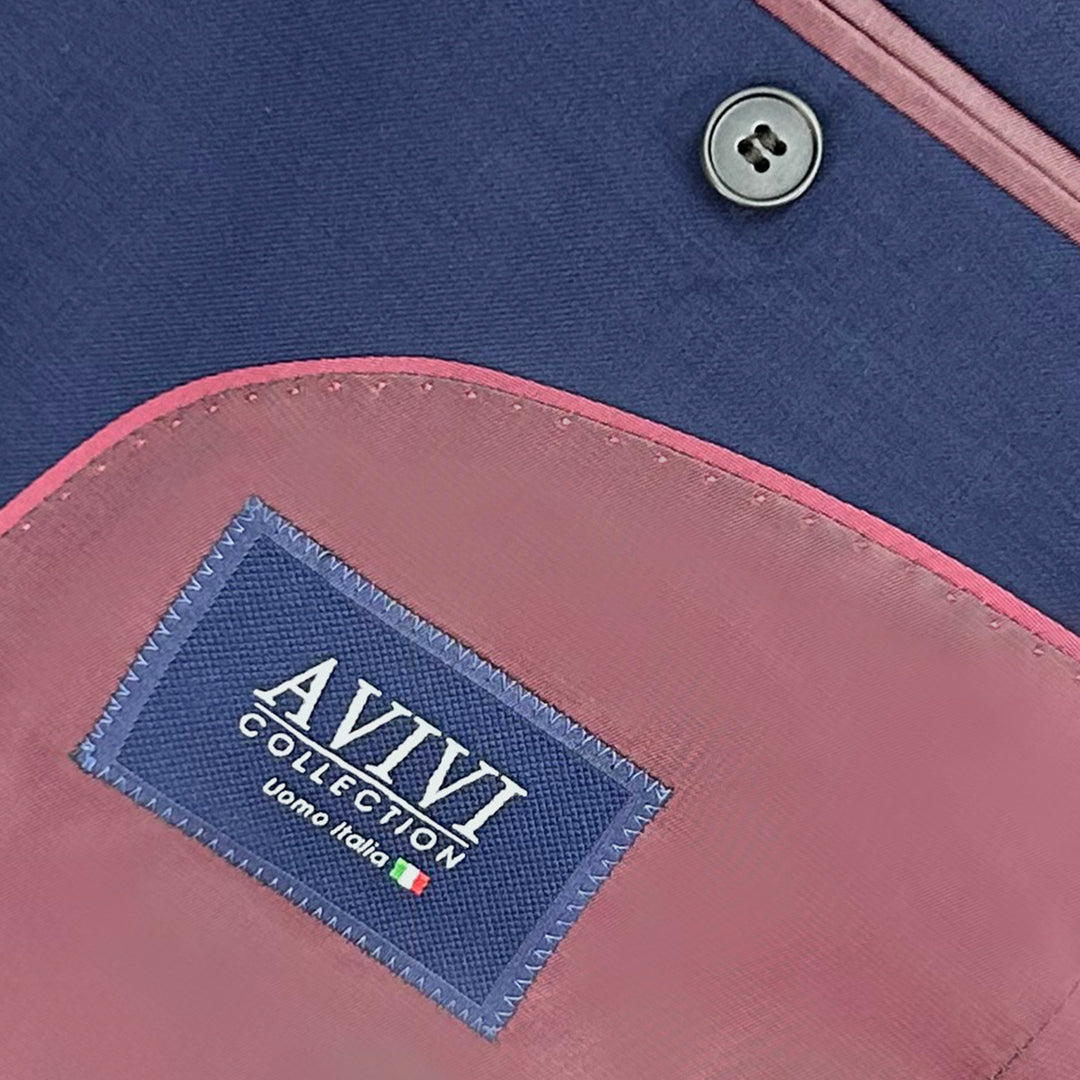 Avivi Collection 2 Button Slim Fit Suit - Navy | 100% Wool
