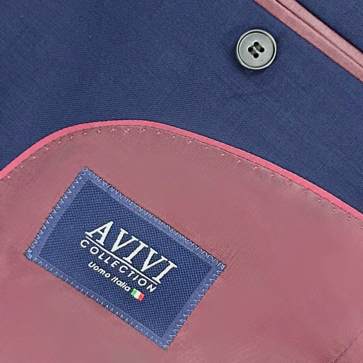 Avivi Collection 2 Button Slim Fit Suit - Navy | 100% Wool
