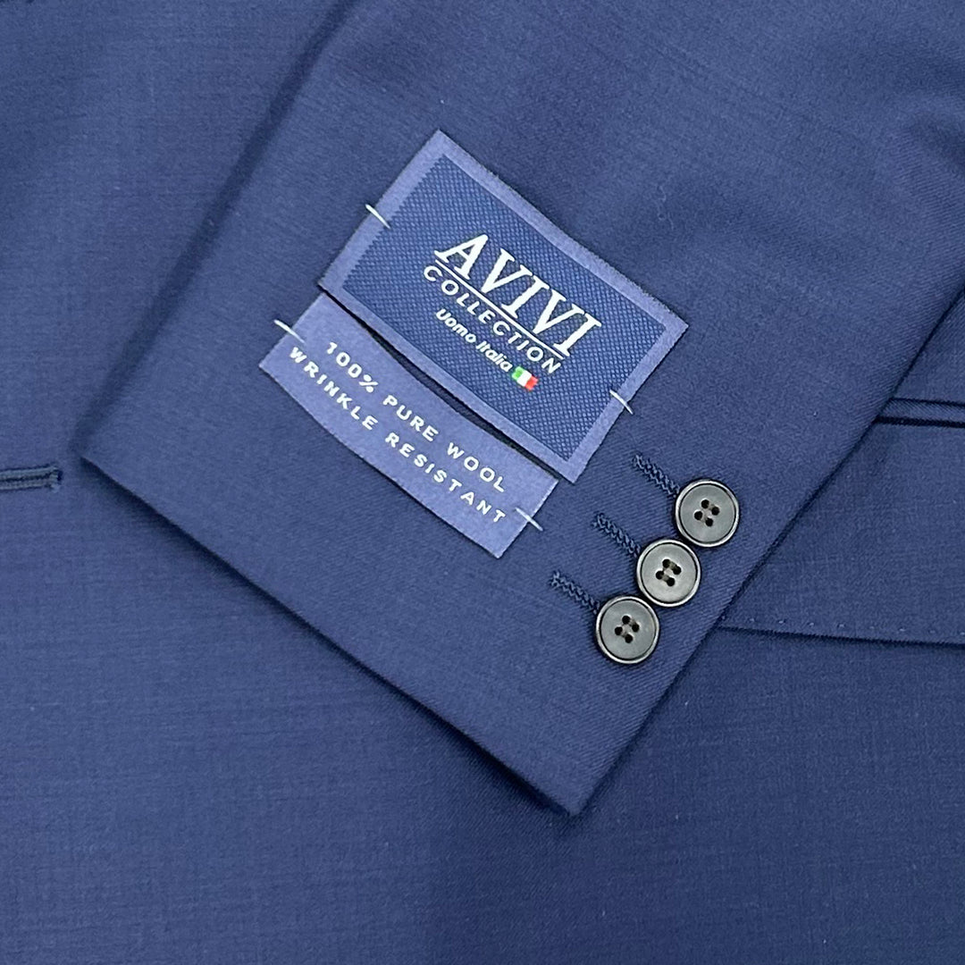 Avivi Collection 2 Button Slim Fit Suit - Navy | 100% Wool