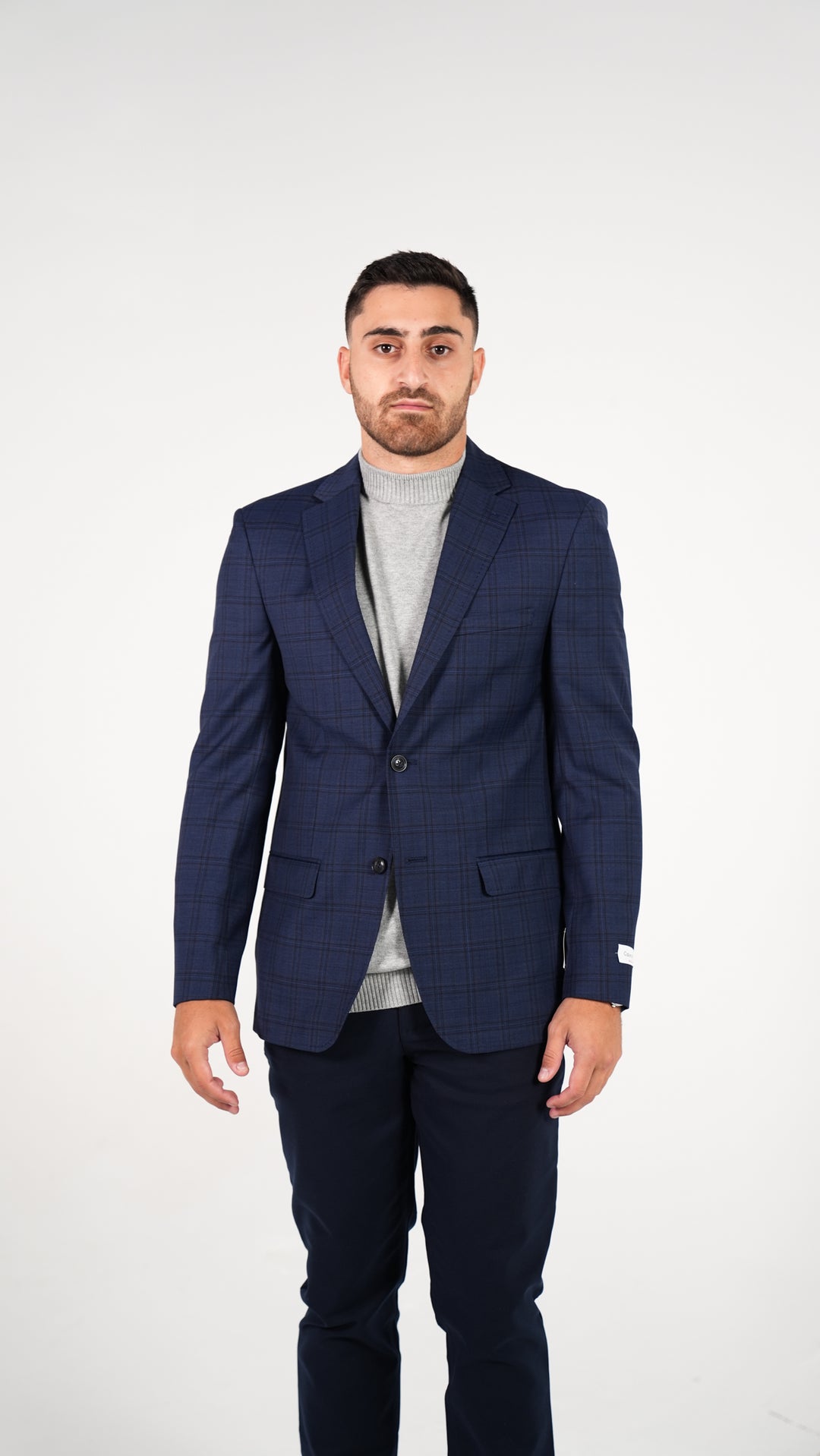 Calvin Klein 2-Button Windowpane Sport Jacket - Blue