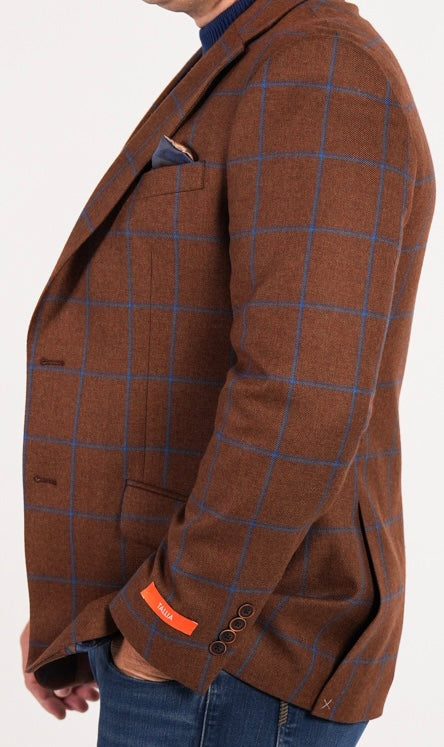 Tallia Rust/Blue  Window Pane Sport Jacket