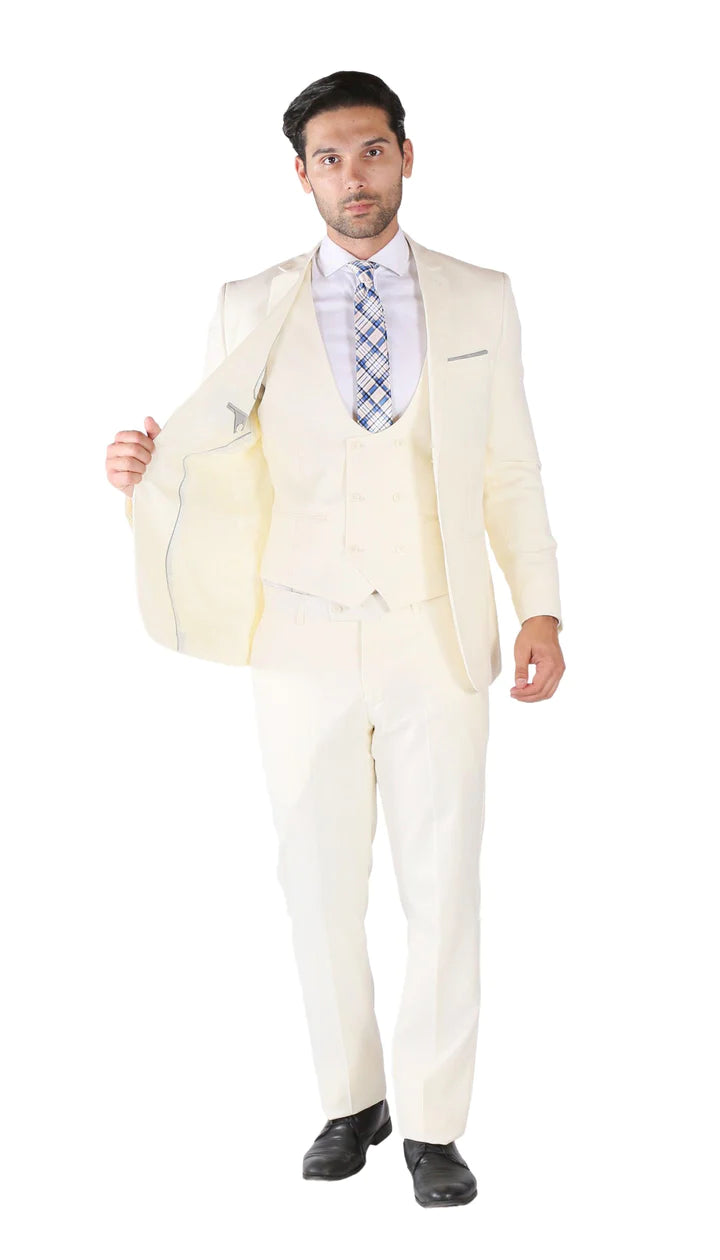 Hart 3 Piece Slim Fit-Ivory