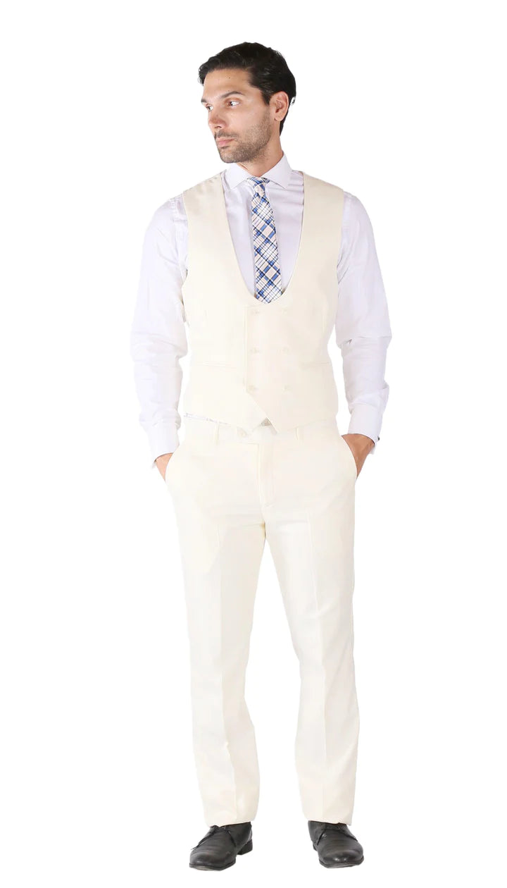 Hart 3 Piece Slim Fit-Ivory