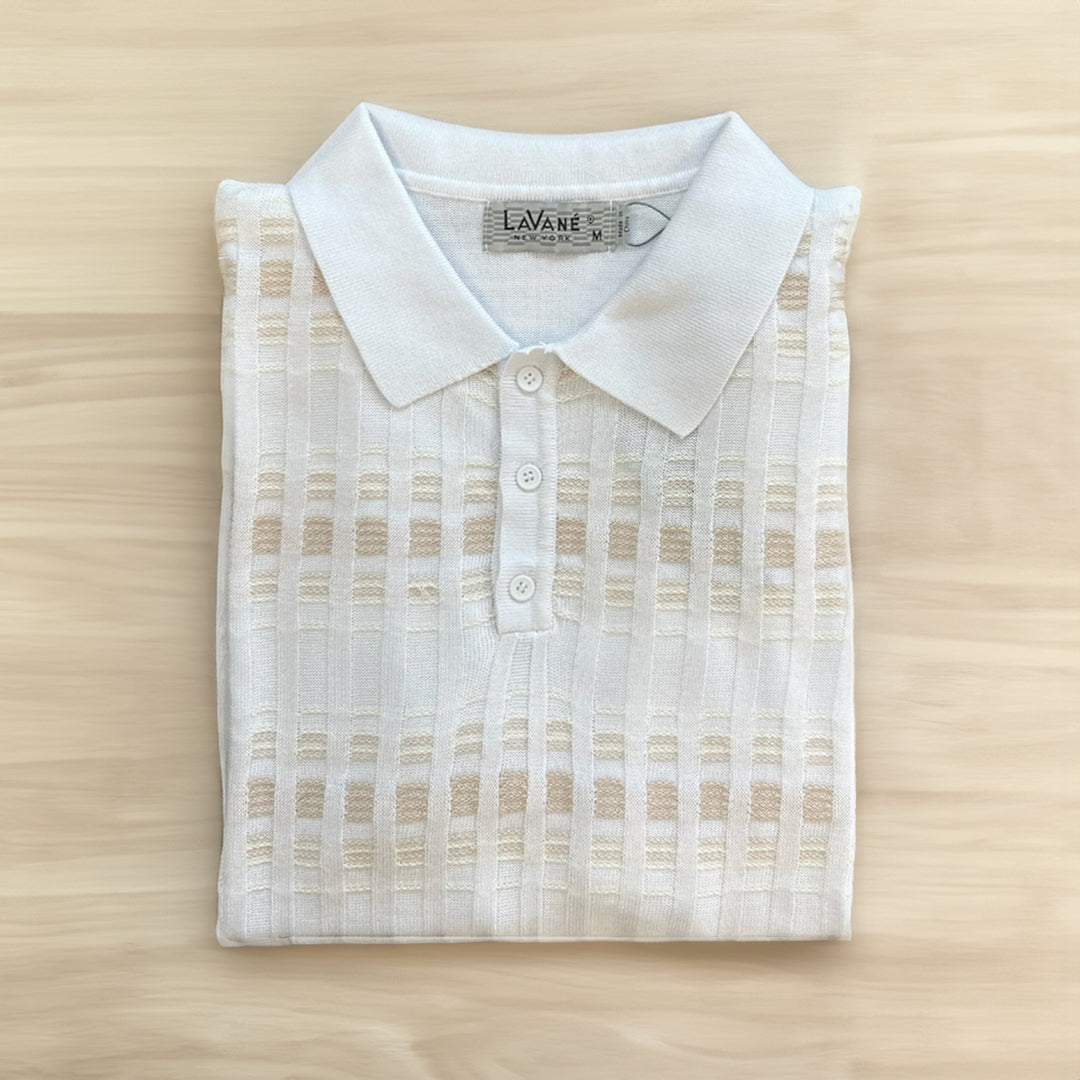 Lavane Short Sleeve Fancy Polo Shirt -White