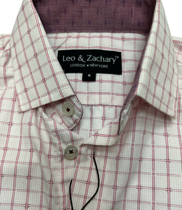 Leo & Zachary Fancy Check Boys Dress Shirt - Pink