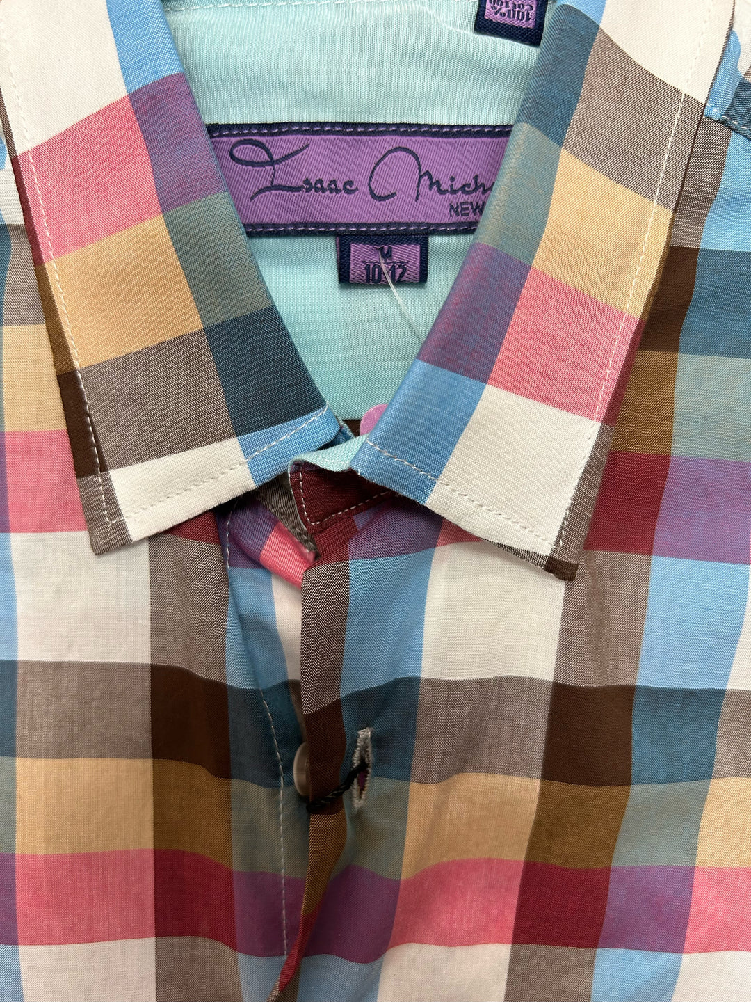Isaac Michael Checkered Boys Long Sleeve Shirt - Blue/Pink