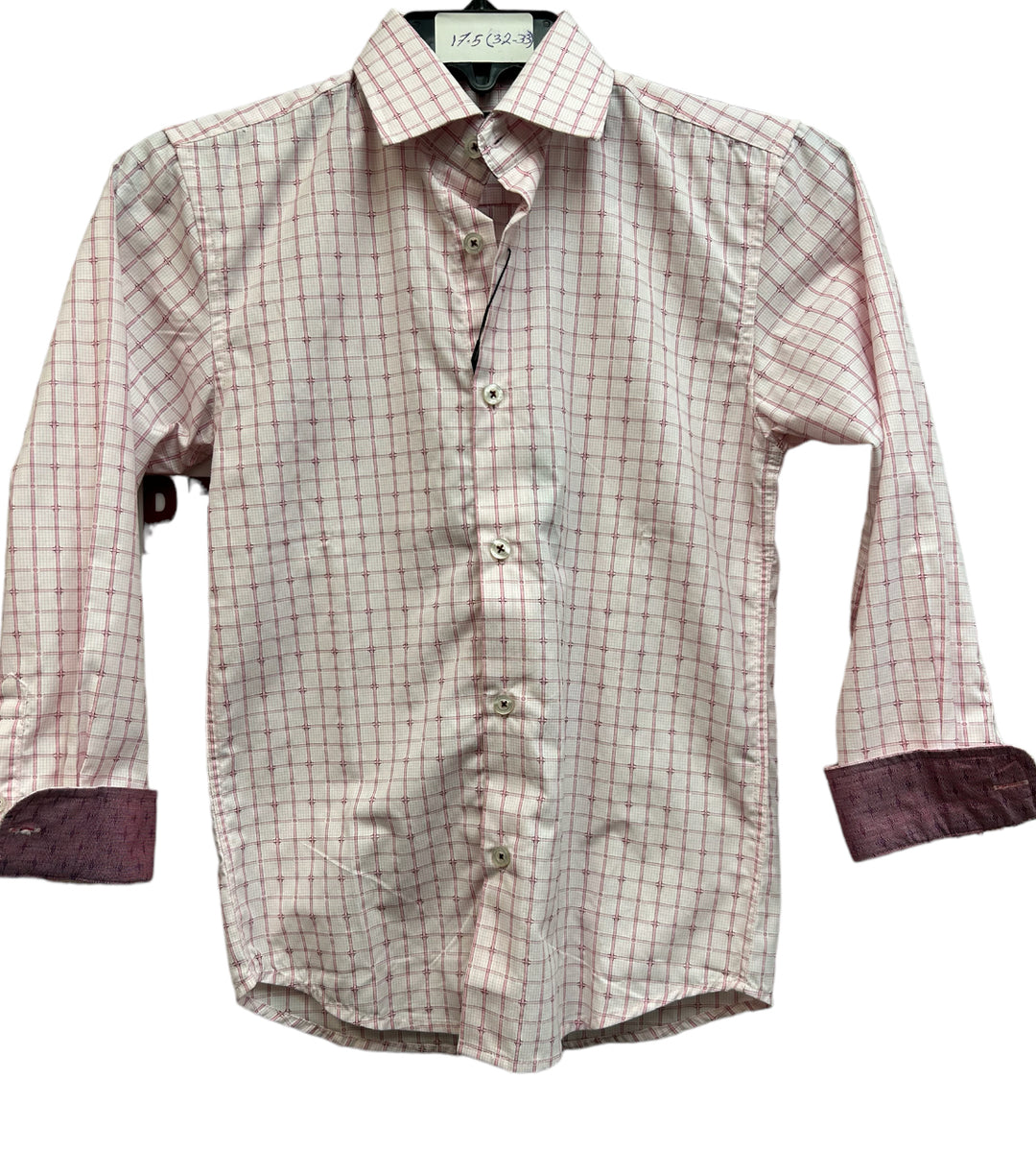 Leo & Zachary Fancy Check Boys Dress Shirt - Pink