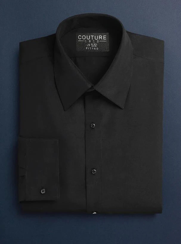 Couture 1910 SLIM FIT  Micro Fiber Laydown Tuxedo Shirt-Black